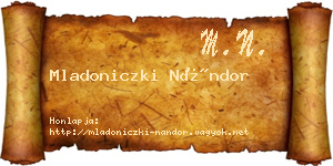 Mladoniczki Nándor névjegykártya