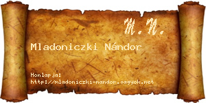 Mladoniczki Nándor névjegykártya